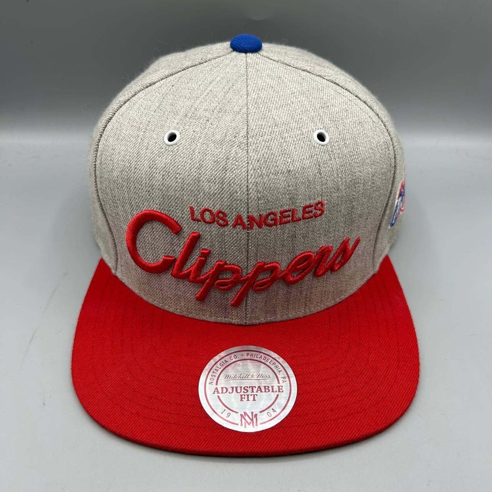 Los Angeles LA Clippers NBA Hat Men Gray Red Mitchell & Ness Snap Back Cap